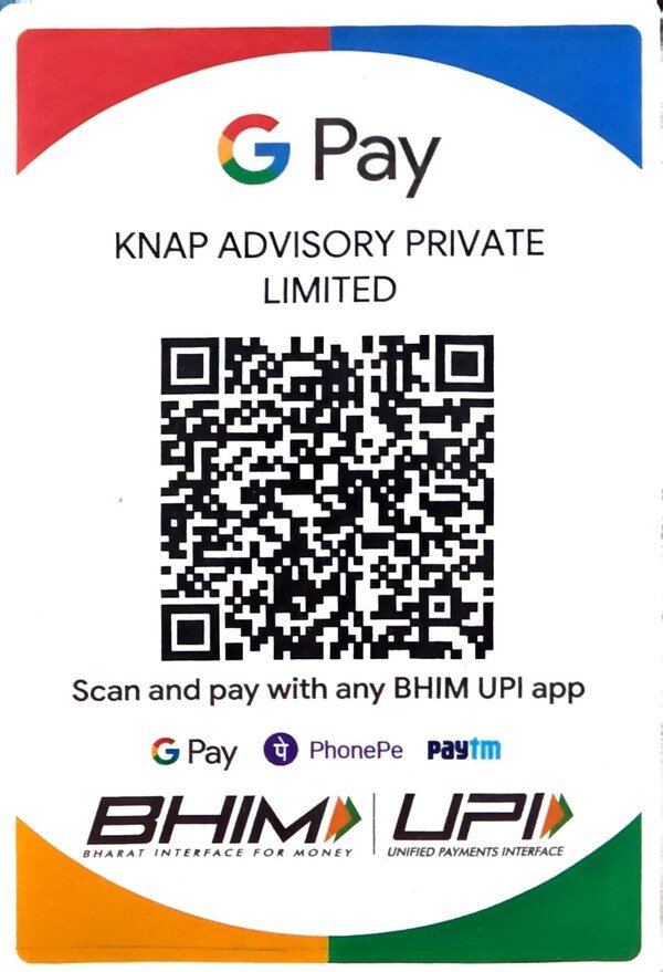 UPI QR code for KNAP Advisory Private Limited, payable with Google Pay, PhonePe, Paytm or any BHIM UPI app
